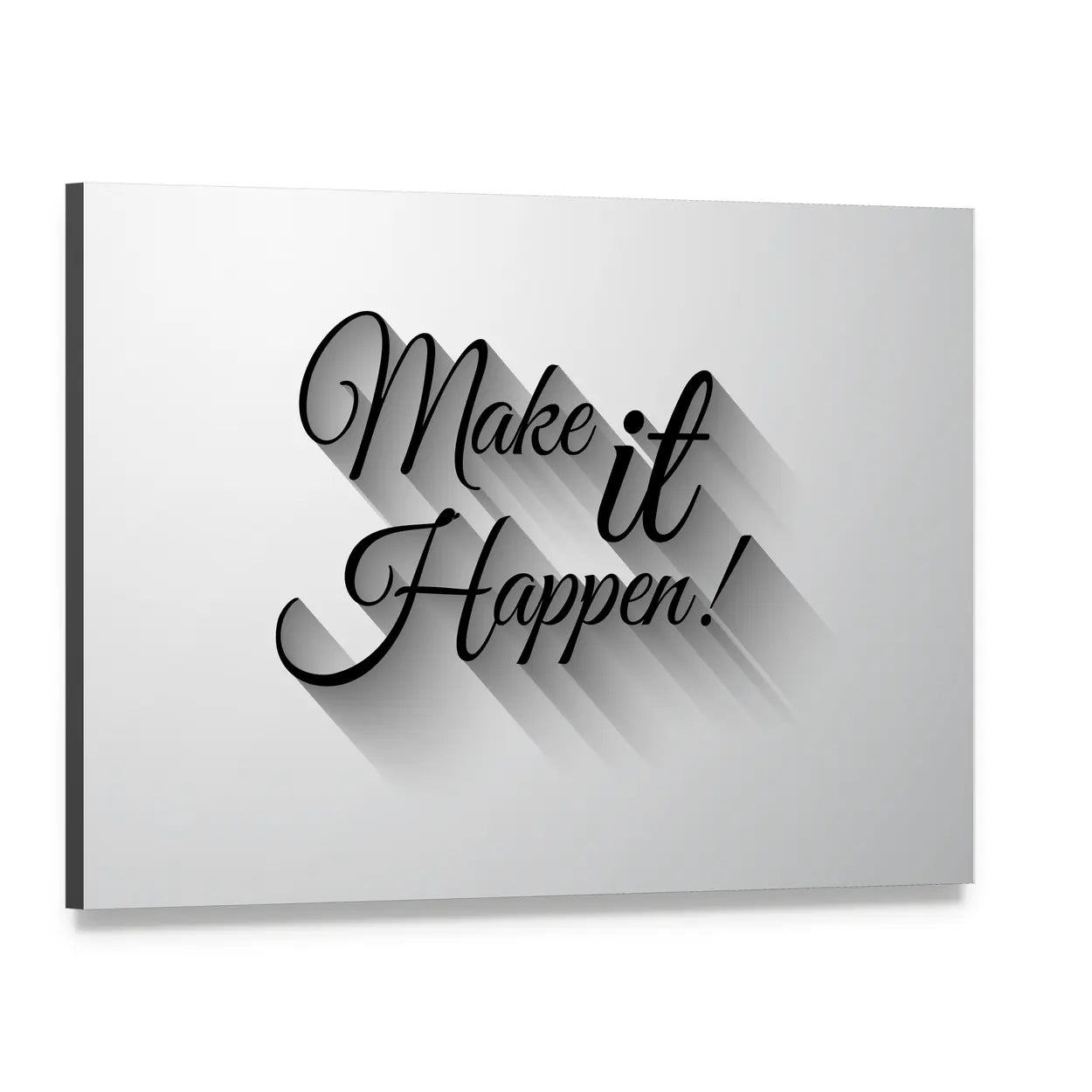 Make It Happen Script Quote Canvas Wall Art, single panel gallery wrapped canvas, angled product view
