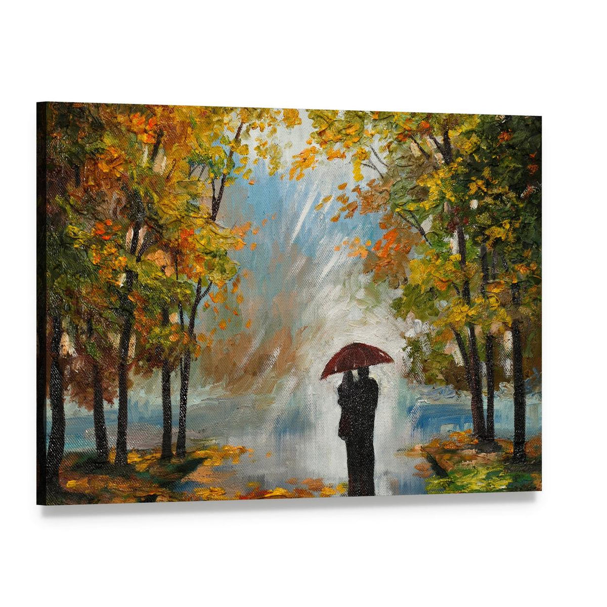Couple in the Forest Canvas Wall Art, single panel gallery wrapped canvas, angled product view