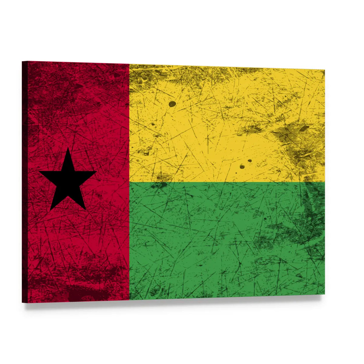 Guinea-bissau Flag with Distressed Texture Canvas Wall Art, single panel gallery wrapped canvas, angled product view