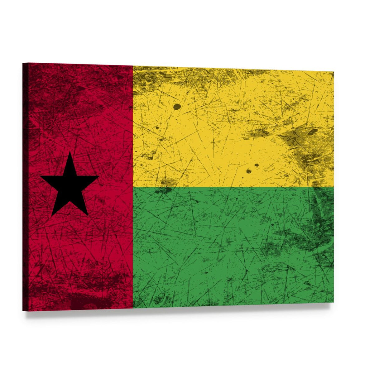 Guinea-bissau Flag Canvas Wall Art, single panel gallery wrapped canvas, angled product view