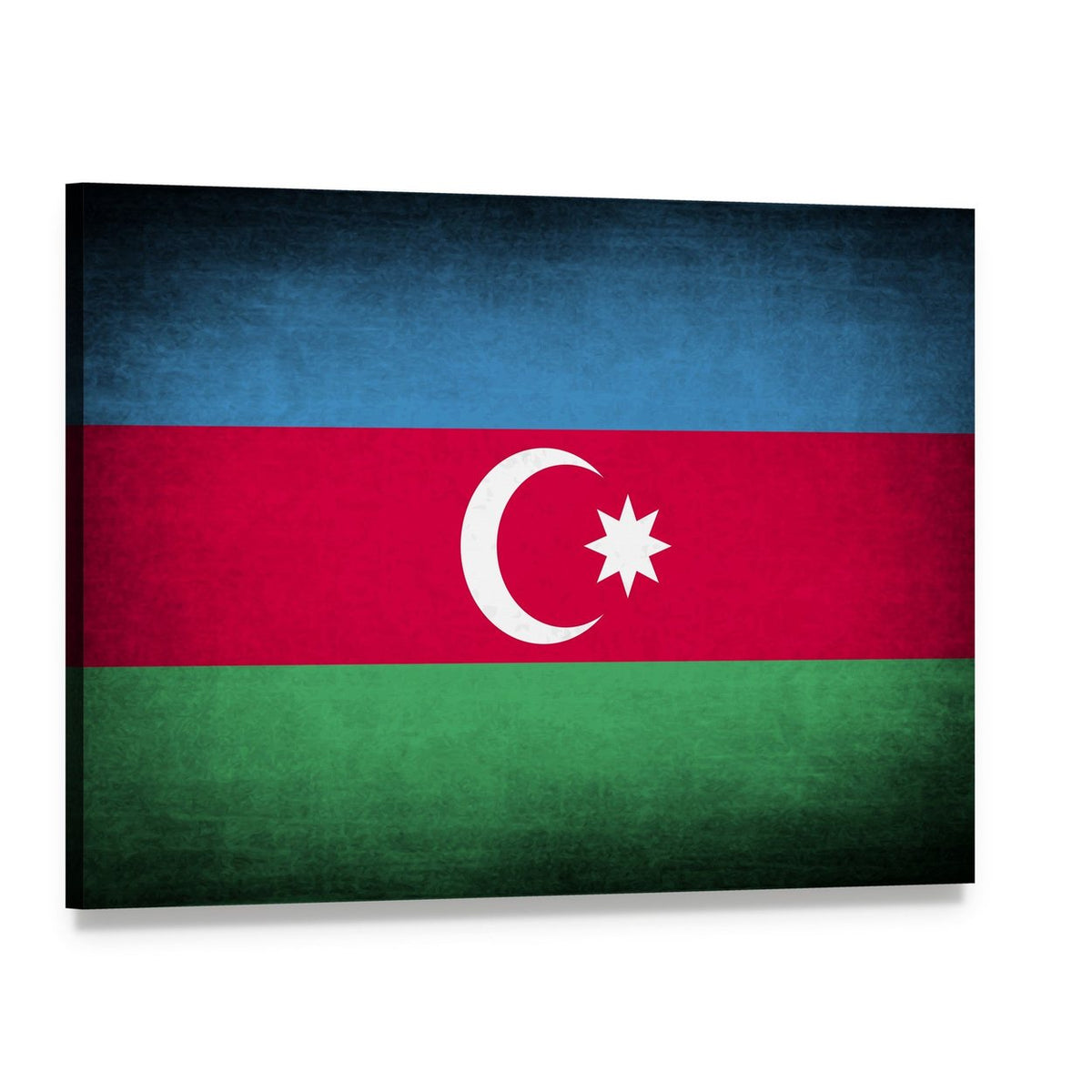 Azerbaijan Flag with Crescent and Star Canvas Wall Art, single panel gallery wrapped canvas, angled product view