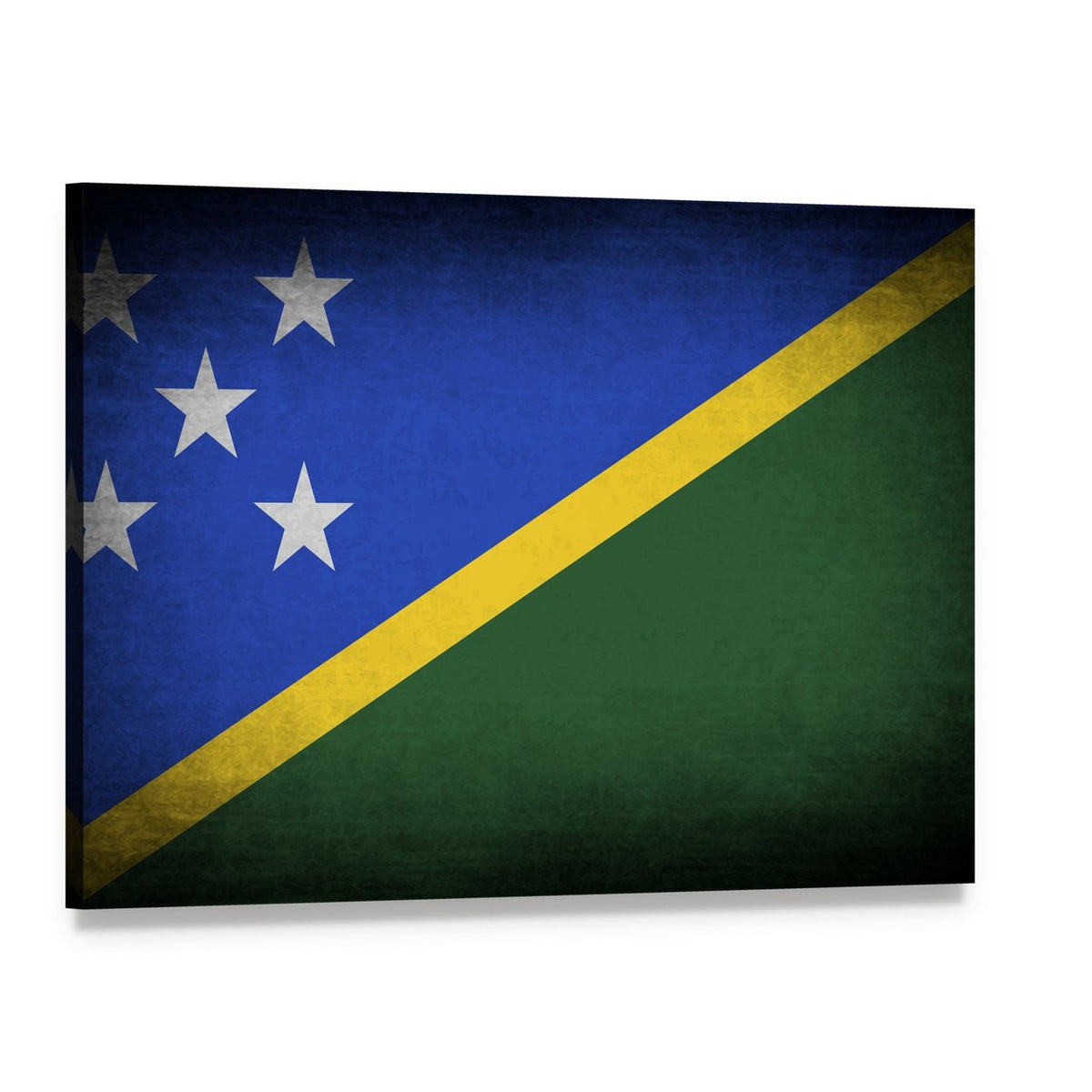 Solomon Islands Flag with Five White Stars Canvas Wall Art, single panel gallery wrapped canvas, angled product view