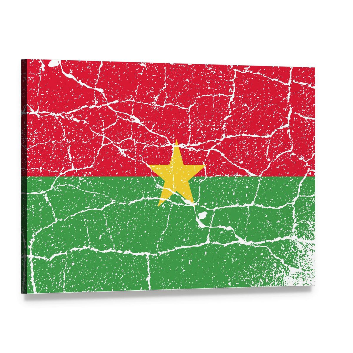 Burkina Faso Flag with Cracked Texture Canvas Wall Art, single panel gallery wrapped canvas, angled product view