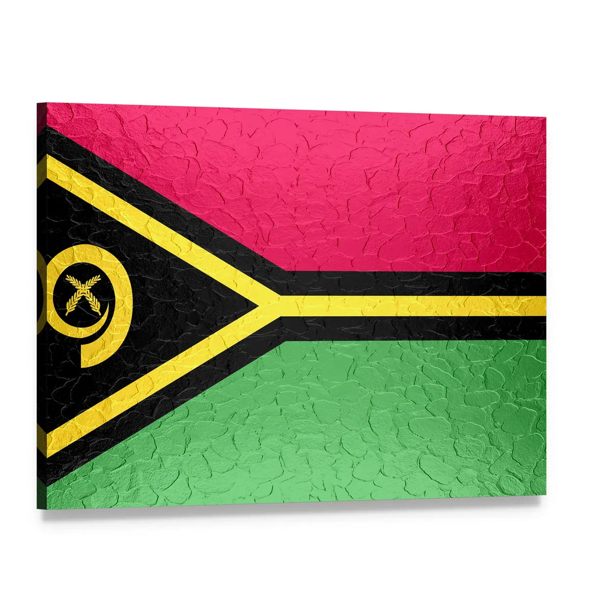 Vanuatu Flag on Metal Texture Canvas Wall Art, single panel gallery wrapped canvas, angled product view