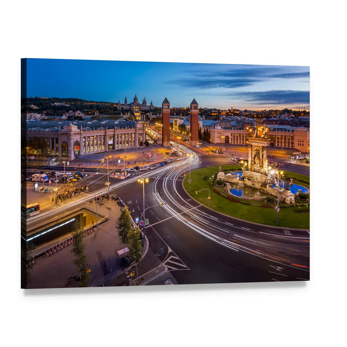 Placa Espanya at Dusk Canvas Wall Art, single panel gallery wrapped canvas, angled product view