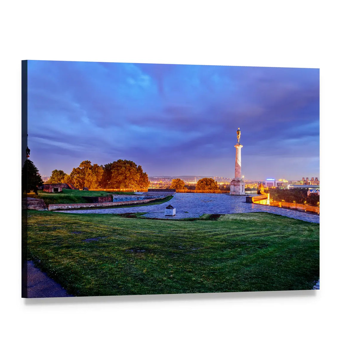 Pobednik Monument at Belgrade Fortress Canvas Wall Art, single panel gallery wrapped canvas, angled product view