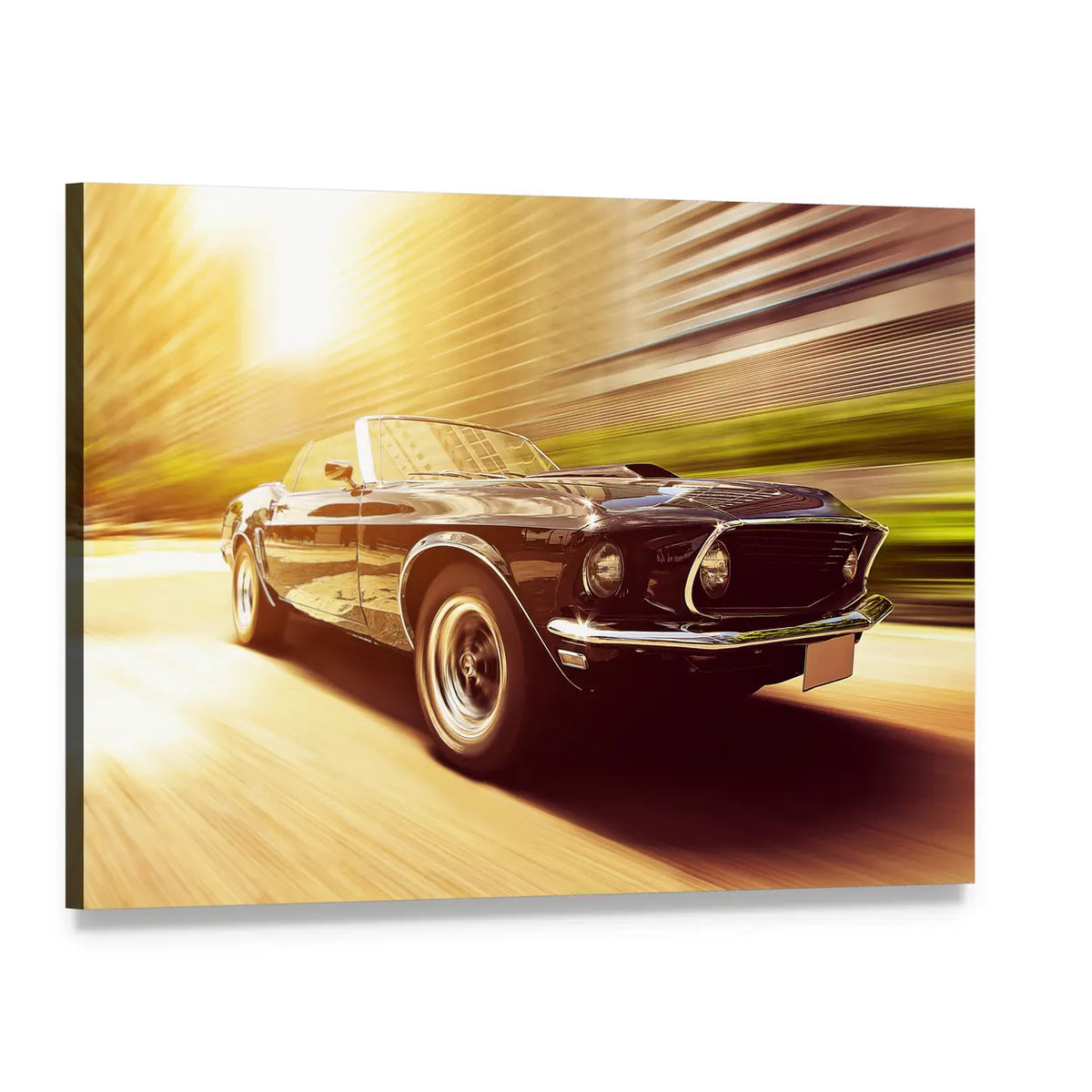 Golden Hour Muscle Convertible in Motion Canvas Wall Art, single panel gallery wrapped canvas, angled product view