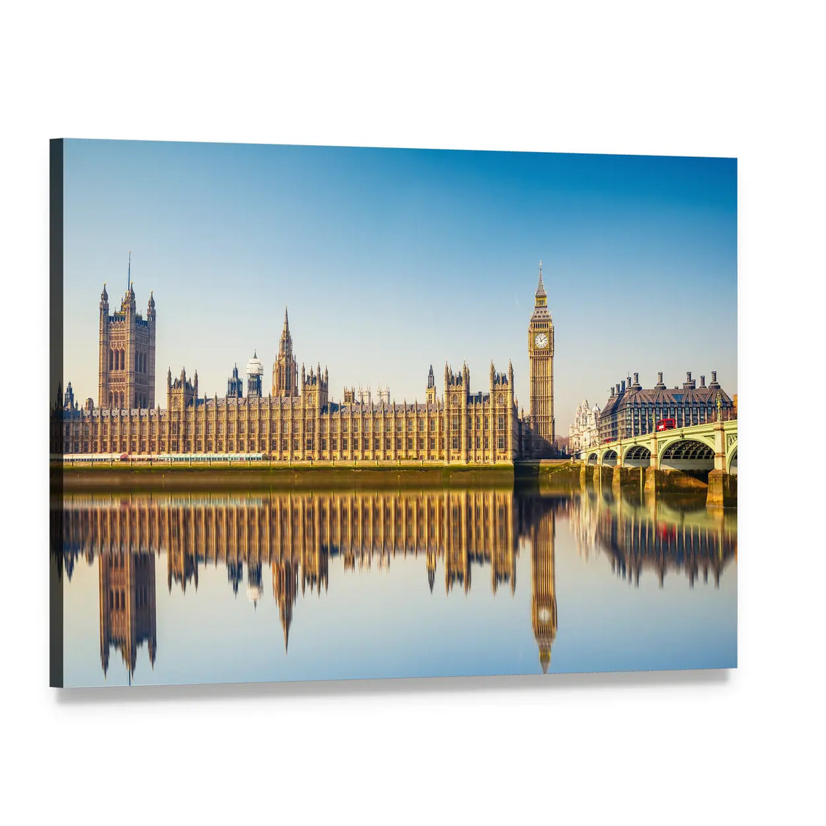 Palace of Westminster and Big Ben Canvas Wall Art, single panel gallery wrapped canvas, angled product view