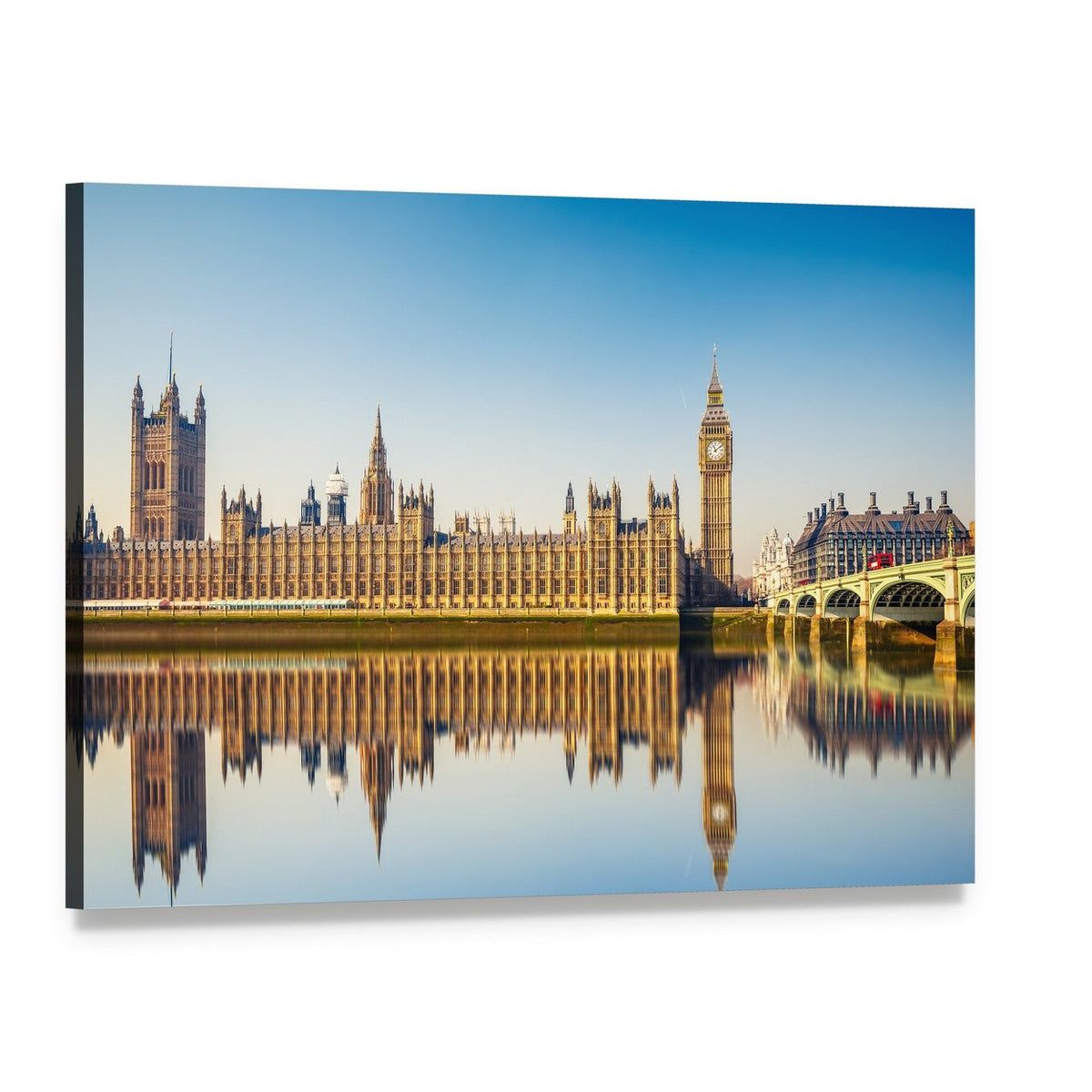 Palace of Westminster and Big Ben Canvas Wall Art, single panel gallery wrapped canvas, angled product view