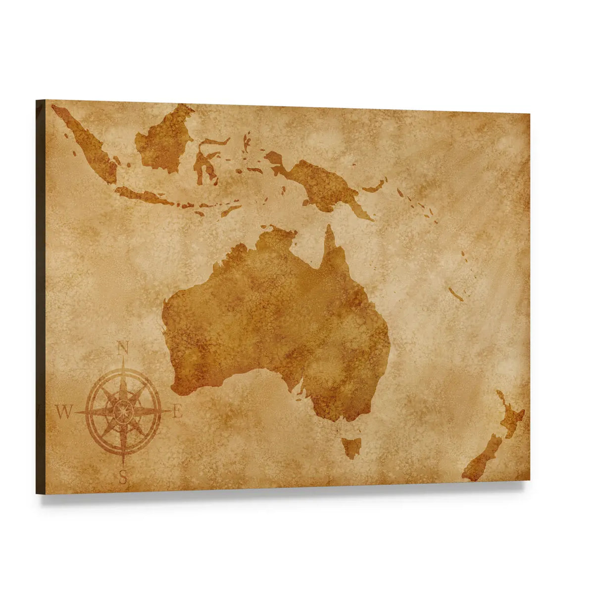 Grunge Australia Map Canvas Wall Art, single panel gallery wrapped canvas, angled product view
