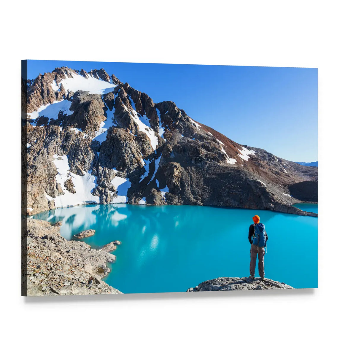 Hike in Patagonia Canvas Wall Art, single panel gallery wrapped canvas, angled product view