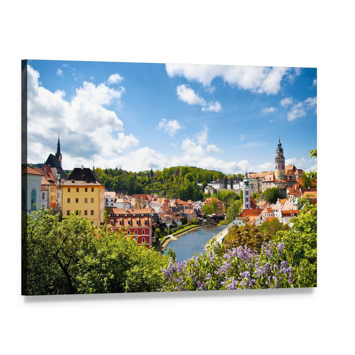 Cesky Krumlov Tower View Canvas Wall Art, single panel gallery wrapped canvas, angled product view