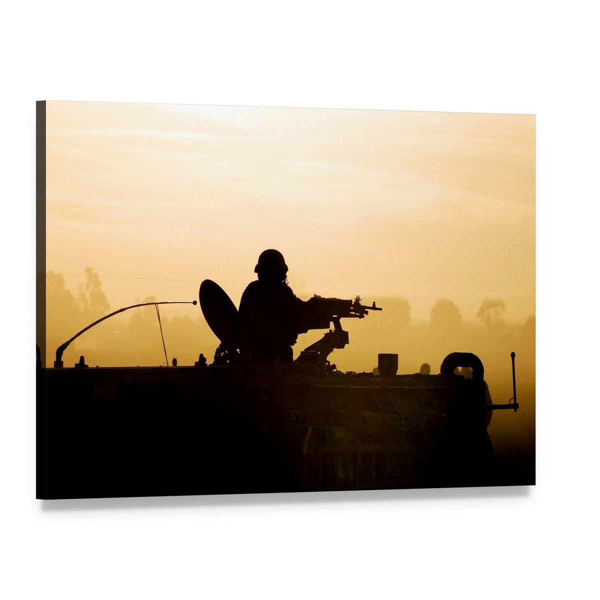 Soldier Preparing His Tank Canvas Wall Art, single panel gallery wrapped canvas, angled product view