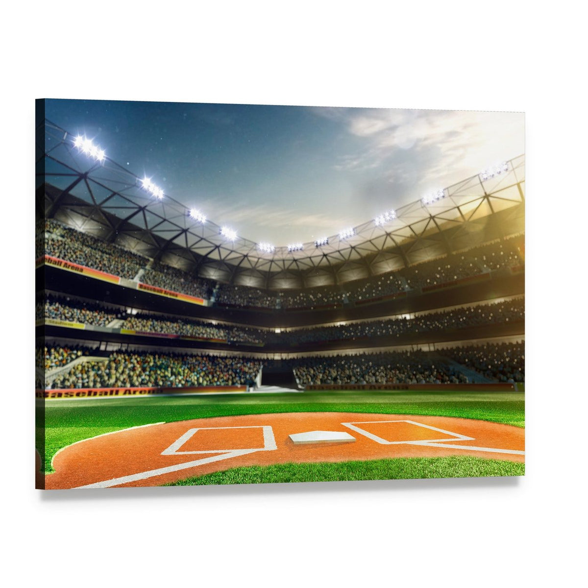 Baseball Grand Arena Canvas Wall Art, single panel gallery wrapped canvas, angled product view