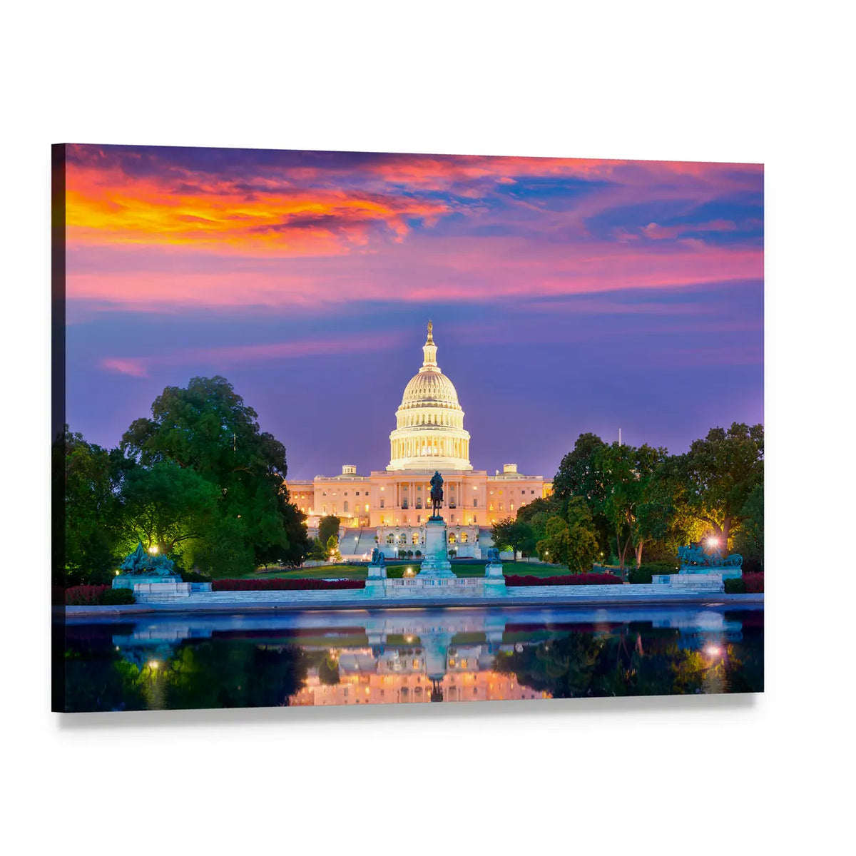 United States Capitol at Twilight Canvas Wall Art, single panel gallery wrapped canvas, angled product view