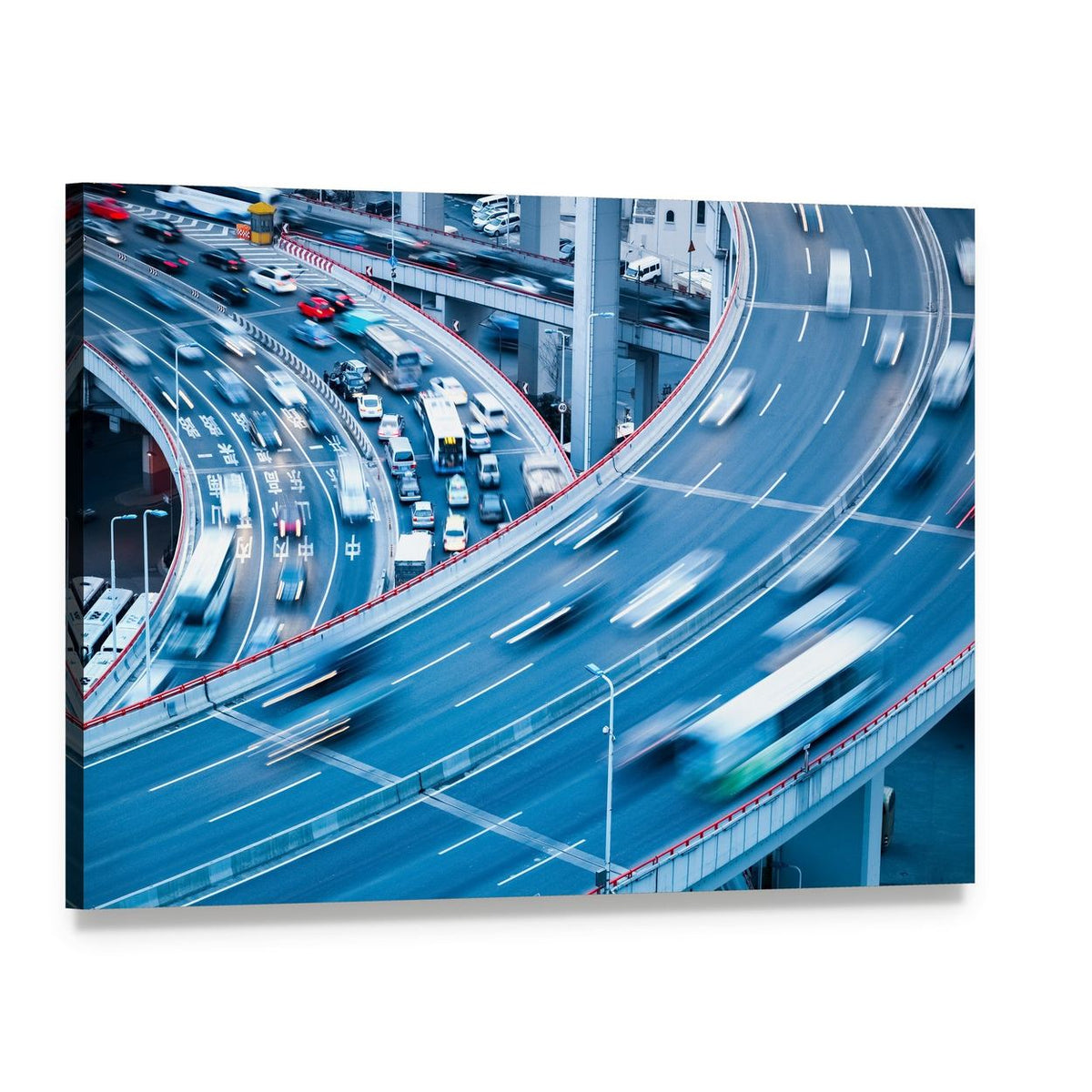 Dynamic City Traffic in Motion Canvas Wall Art, single panel gallery wrapped canvas, angled product view