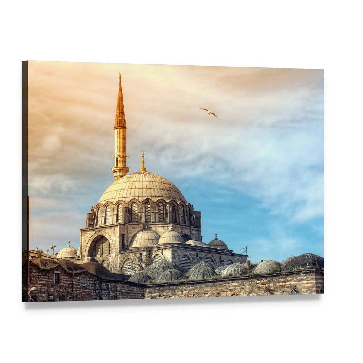 Yeni Cami Mosque at Sunset, Istanbul Canvas Wall Art, single panel gallery wrapped canvas, angled product view