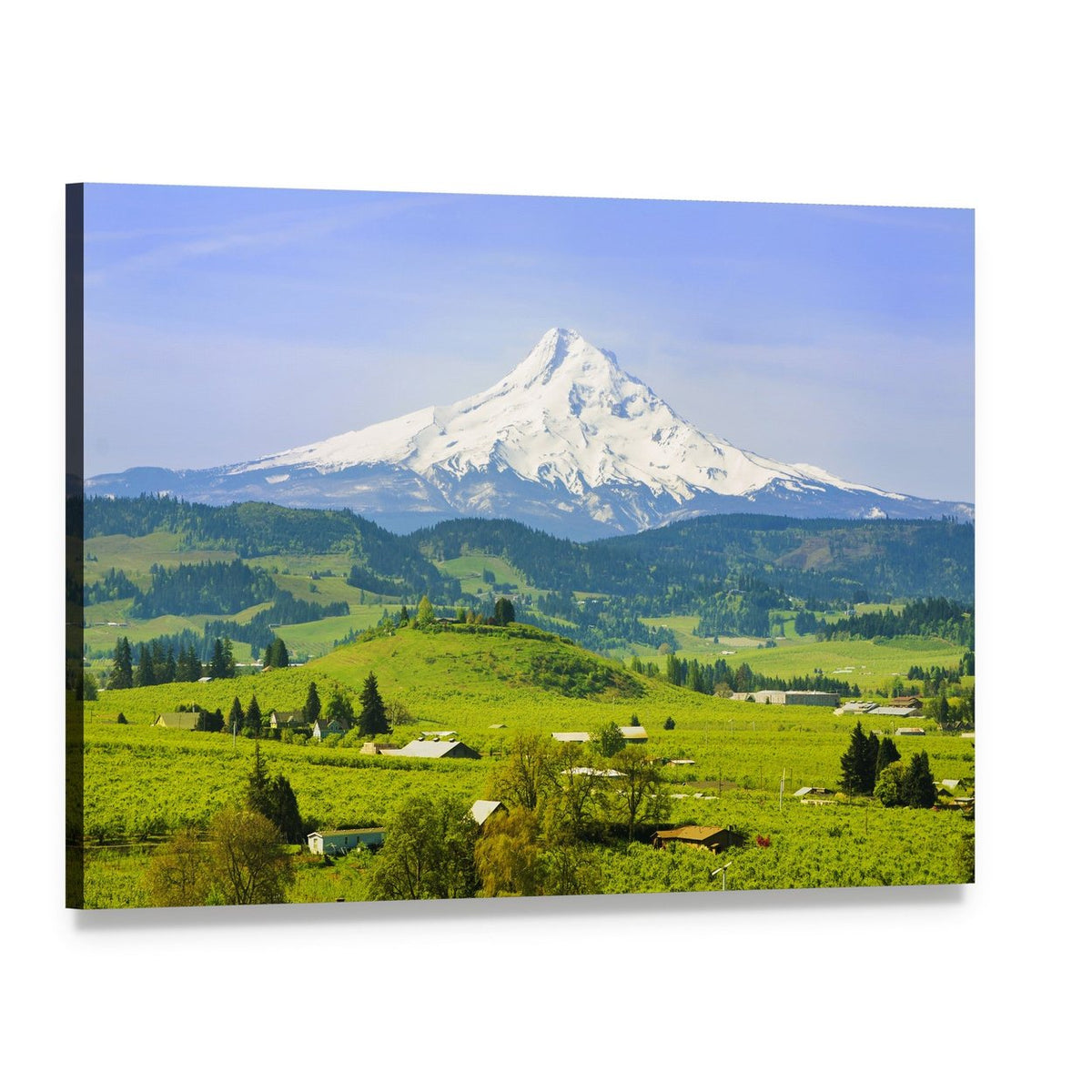 Hood River Valley Landscape Canvas Wall Art, single panel gallery wrapped canvas, angled product view