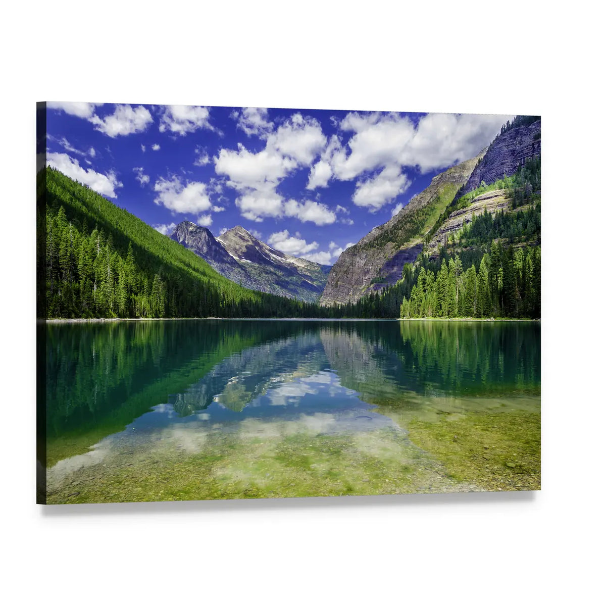 Avalanche Lake in Montana Canvas Wall Art, single panel gallery wrapped canvas, angled product view