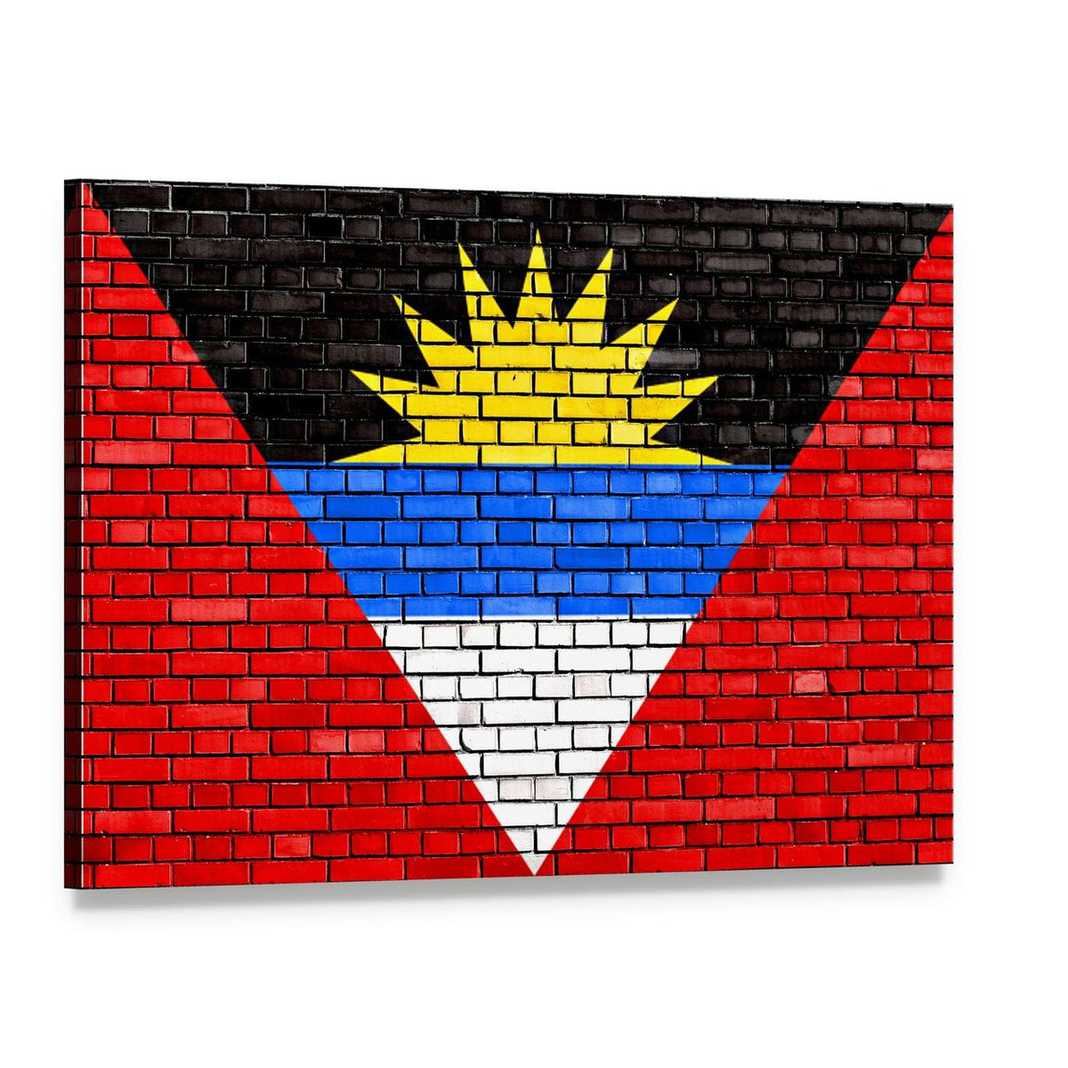 Antigua and Barbuda Flag Canvas Wall Art, single panel gallery wrapped canvas, angled product view