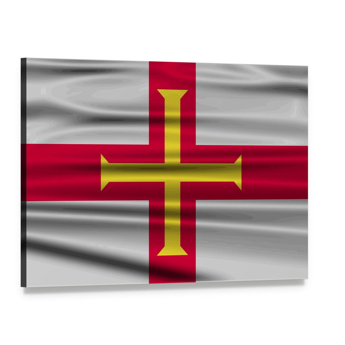 Waving Guernsey Flag Canvas Wall Art, single panel gallery wrapped canvas, angled product view