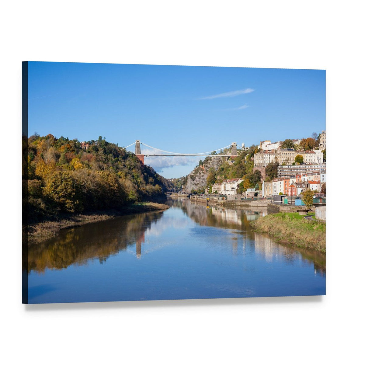 Clifton Suspension Bridge Reflection Canvas Wall Art, single panel gallery wrapped canvas, angled product view