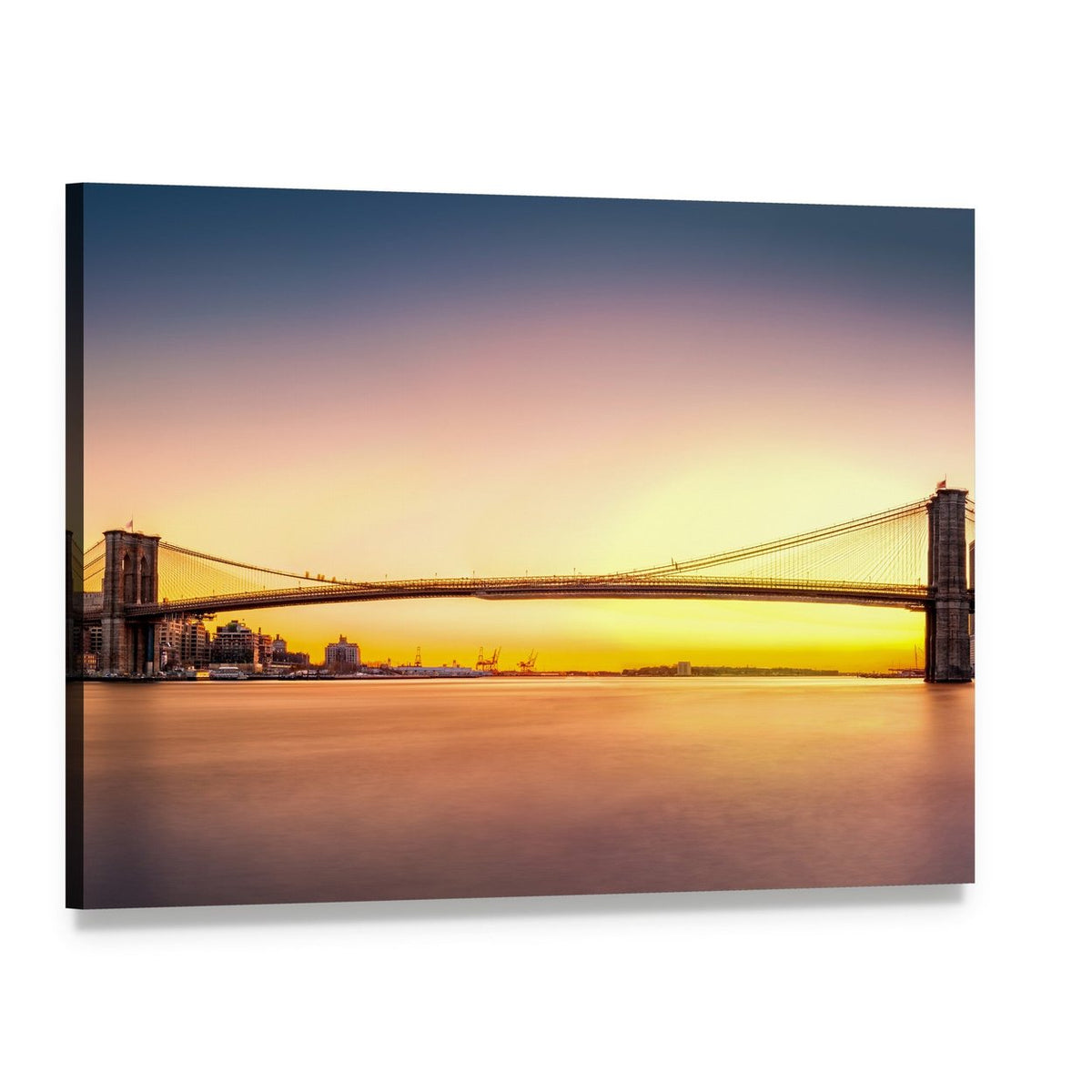 Brooklyn Bridge at Sunset Canvas Wall Art, single panel gallery wrapped canvas, angled product view