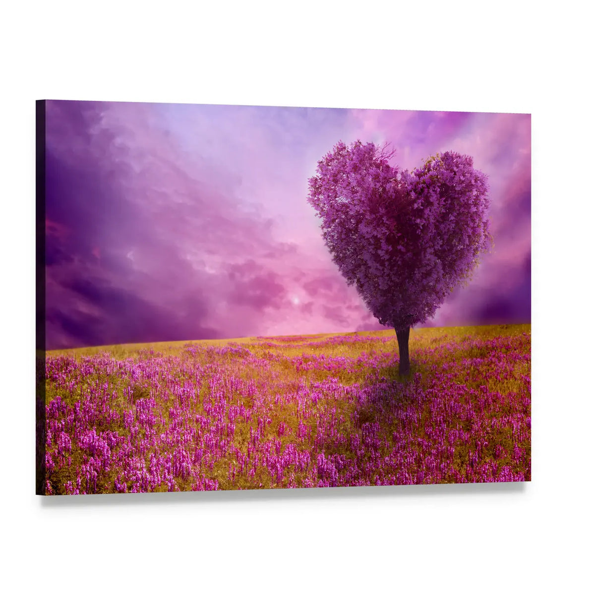 Tree of Love in Spring Canvas Wall Art, single panel gallery wrapped canvas, angled product view