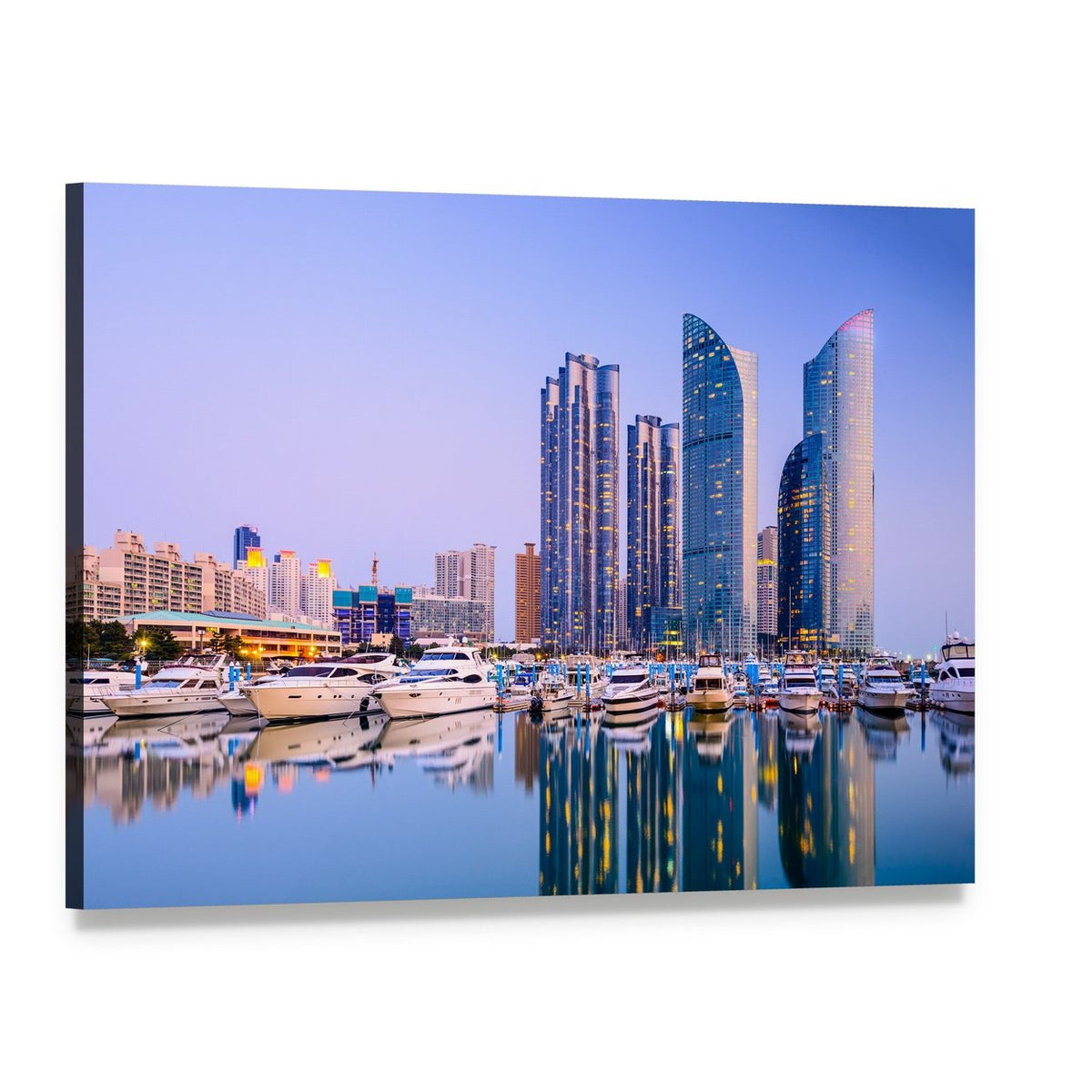 Busan Cityscape at Dusk Canvas Wall Art, single panel gallery wrapped canvas, angled product view