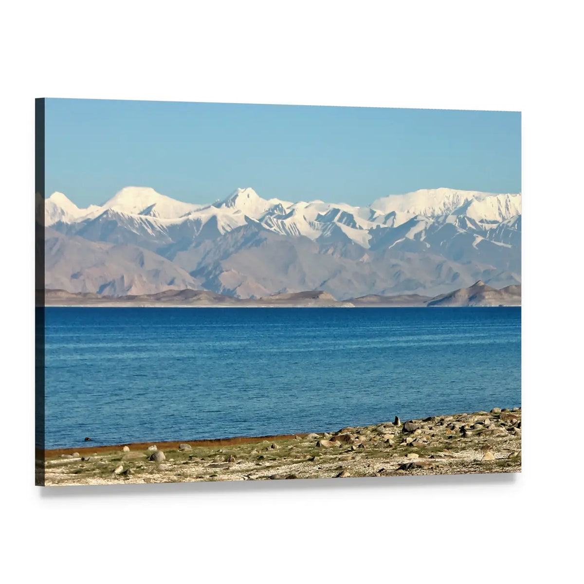 Pamir Mountains And Karakul Lake In Tajikistan Canvas Wall Art, single panel gallery wrapped canvas, angled product view