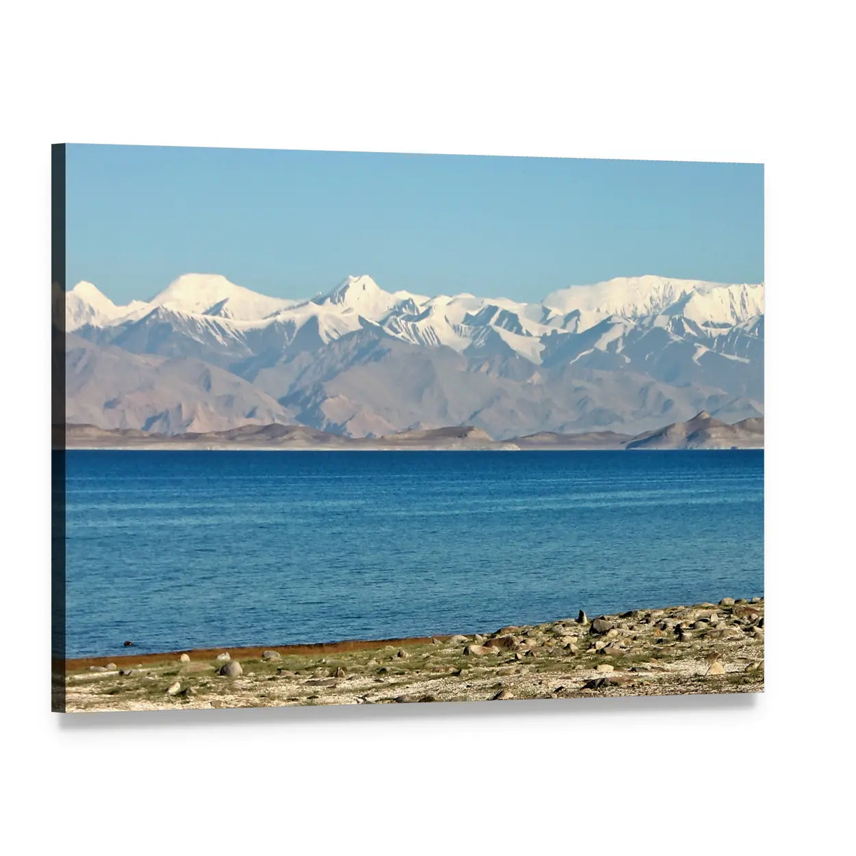 Pamir Mountains And Karakul Lake In Tajikistan Canvas Wall Art, single panel gallery wrapped canvas, angled product view