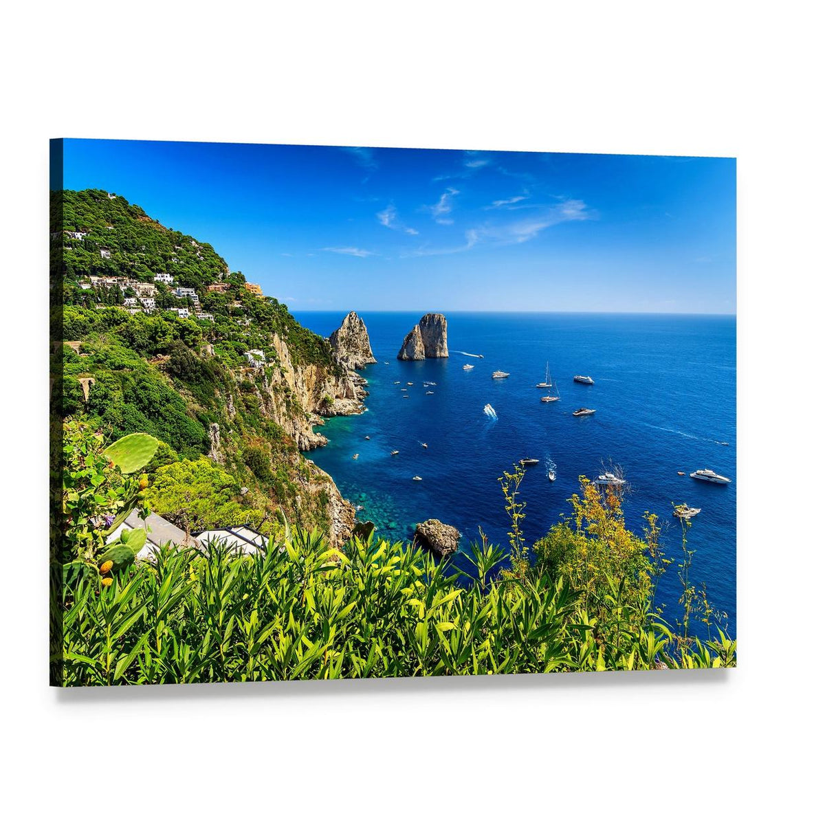 Faraglioni Cliffs Canvas Wall Art, single panel gallery wrapped canvas, angled product view