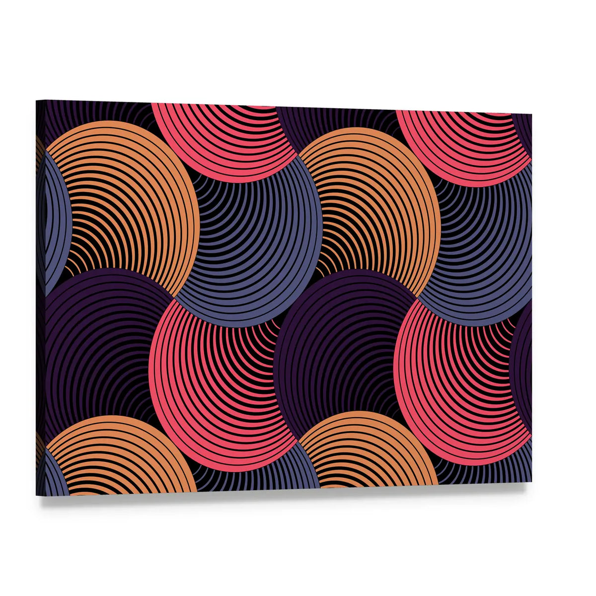 Geometric Petals Grid Canvas Wall Art, single panel gallery wrapped canvas, angled product view