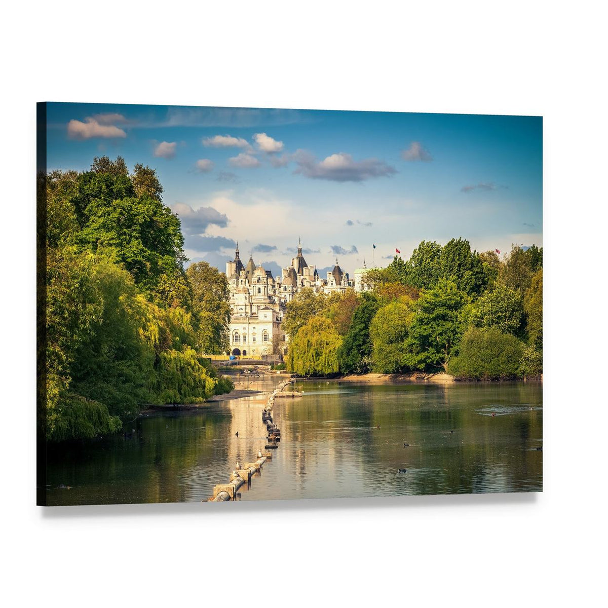 St James Park, London Canvas Wall Art, single panel gallery wrapped canvas, angled product view
