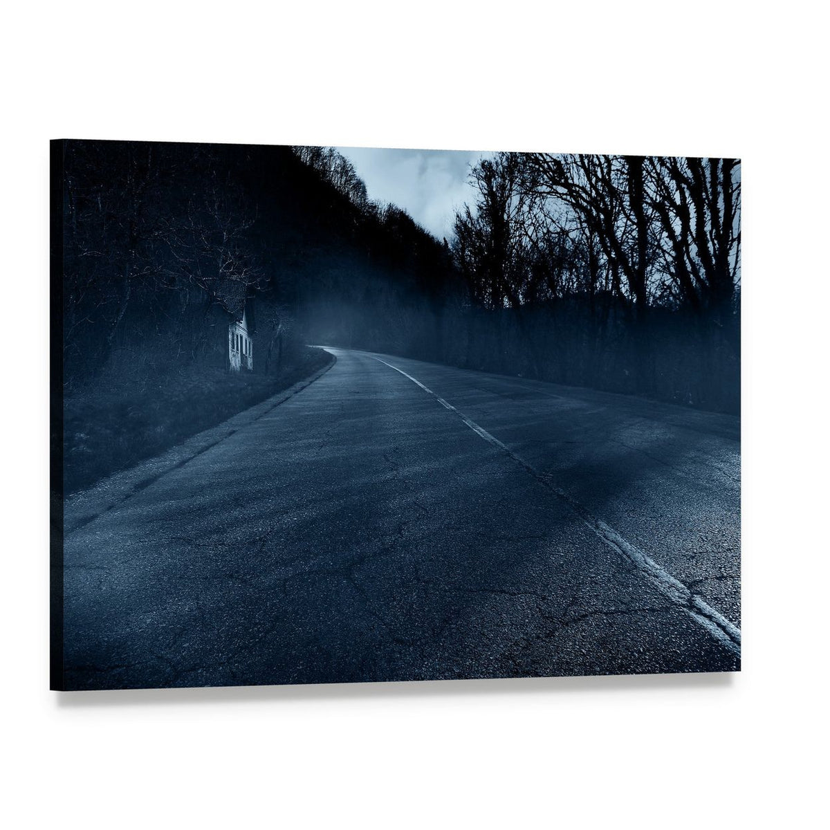 Horror Road Canvas Wall Art, single panel gallery wrapped canvas, angled product view