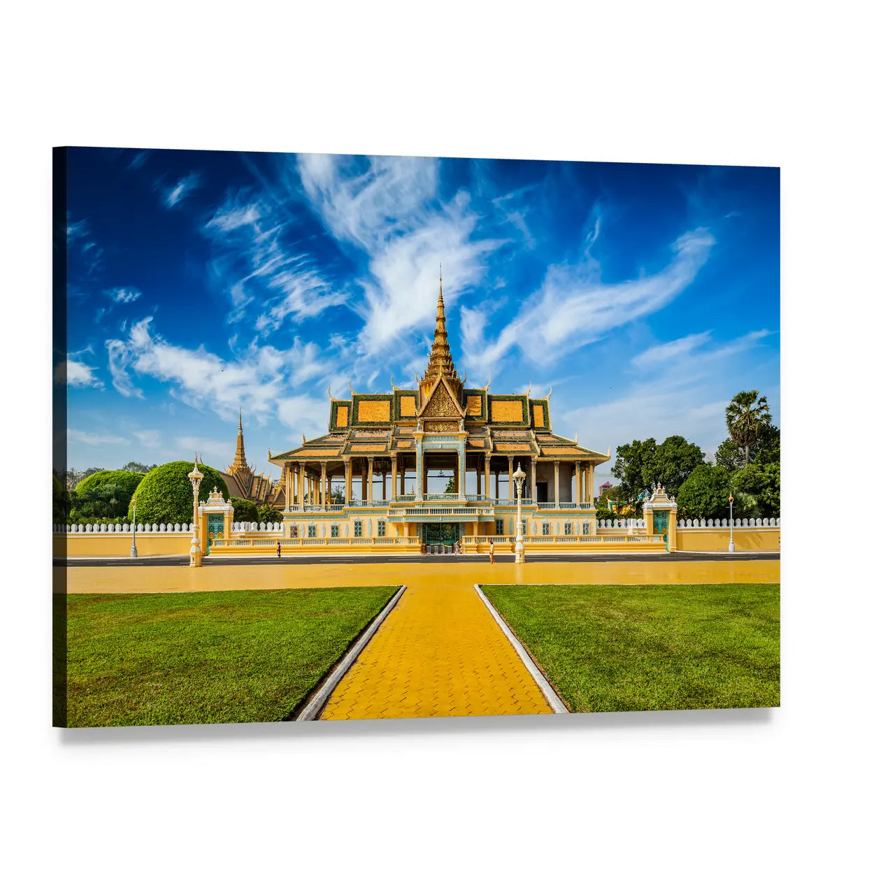 Phnom Penh Royal Palace Complex Canvas Wall Art, single panel gallery wrapped canvas, angled product view