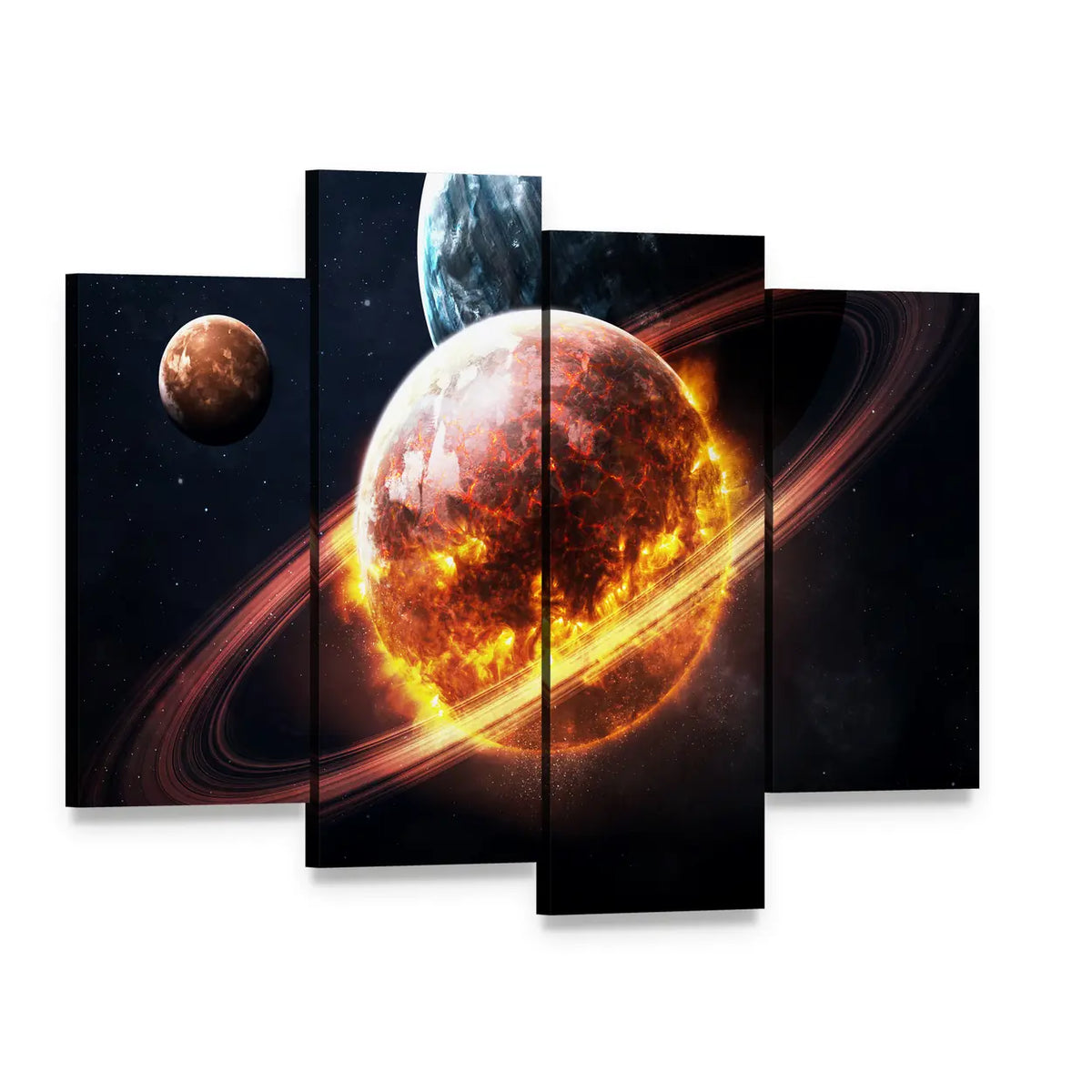 Dying Planet Canvas Wall Art, 4 panel 4 Pop layout gallery wrapped canvas set, angled product view