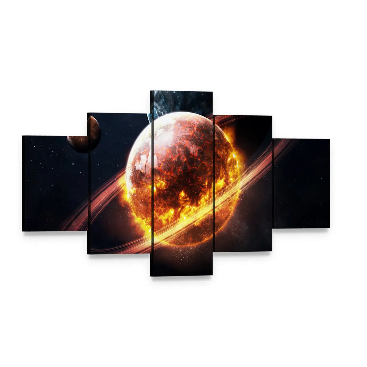 Dying Planet Canvas Wall Art, 5 panel 5 Star layout gallery wrapped canvas set, angled product view