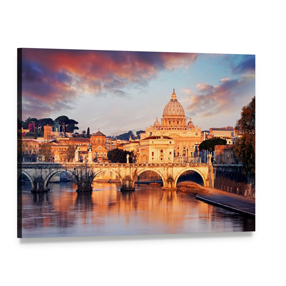 View of Vatican City with St Peter Canvas Wall Art, single panel gallery wrapped canvas, angled product view