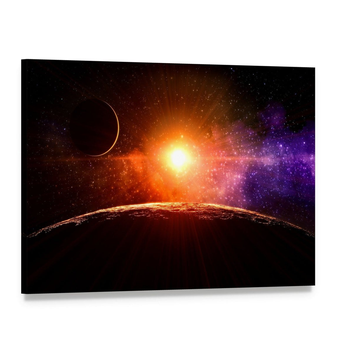 Gas Giant Extra Solar Planet Orbiting a Sun Like Star Canvas Wall Art, single panel gallery wrapped canvas, angled product view