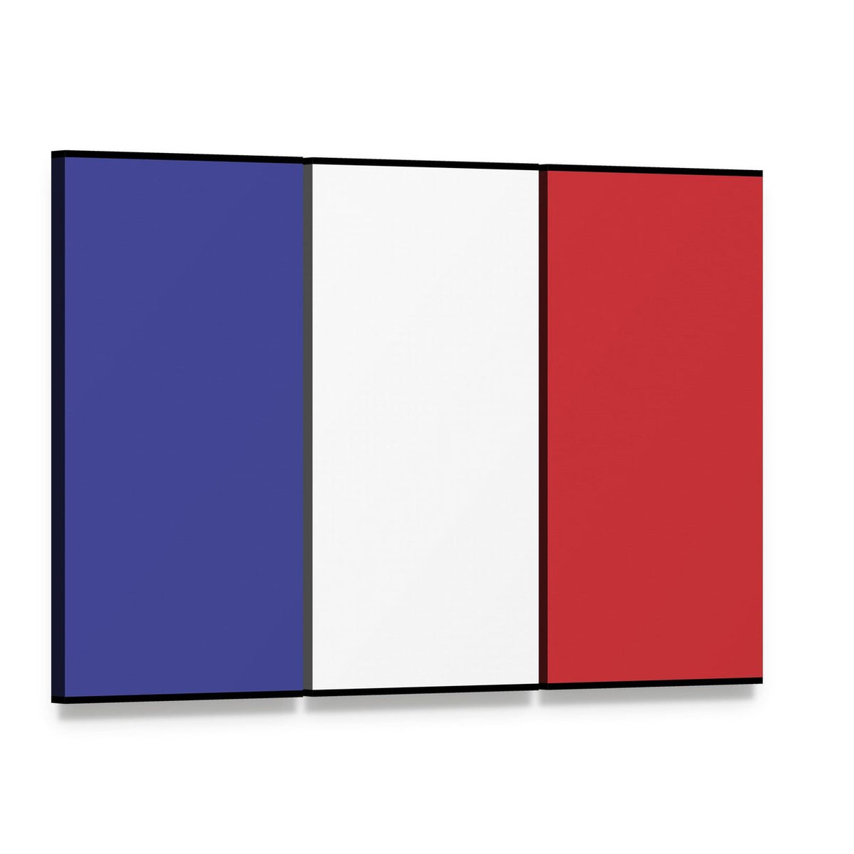 Flag of France Canvas Wall Art, 3 panel 3 Horizontal layout gallery wrapped canvas set, angled product view