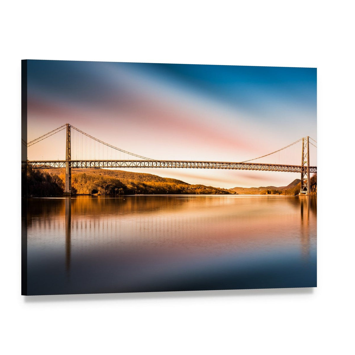 Bear Mountain Bridge at Sunset Canvas Wall Art, single panel gallery wrapped canvas, angled product view