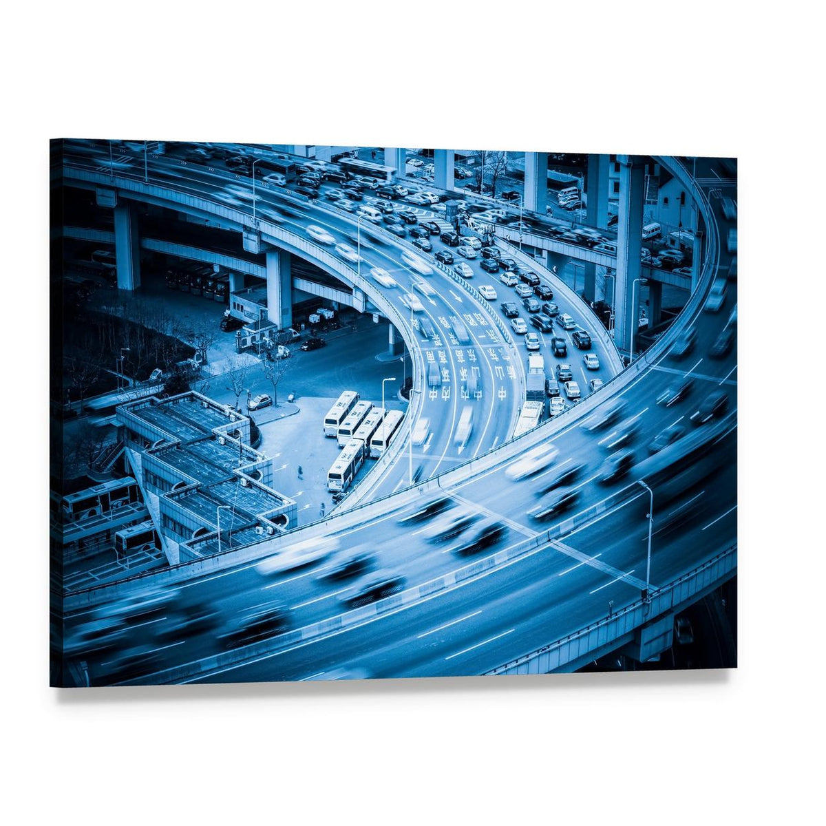 Busy Highway Interchange Close-up Canvas Wall Art, single panel gallery wrapped canvas, angled product view