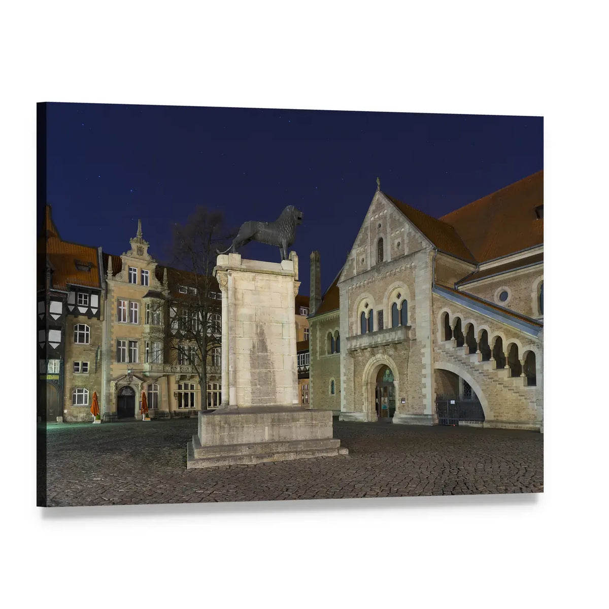 Braunschweig at Night Canvas Wall Art, single panel gallery wrapped canvas, angled product view