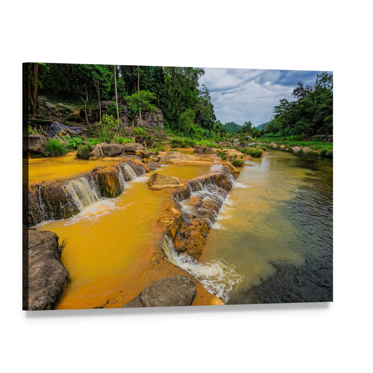 Yang Bay Waterfall in Vietnam Canvas Wall Art, single panel gallery wrapped canvas, angled product view