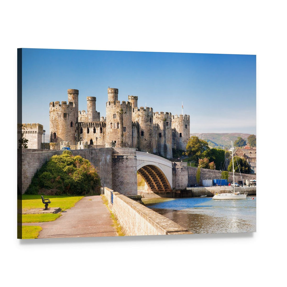 Conwy Castle in Wales Canvas Wall Art, single panel gallery wrapped canvas, angled product view