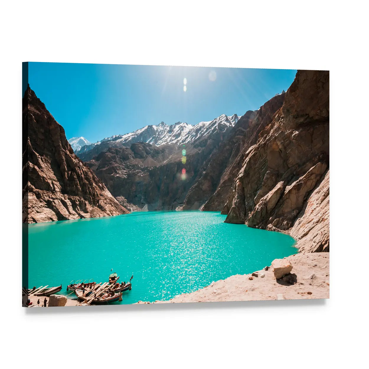 Attabad Lake View, Northern Pakistan Canvas Wall Art, single panel gallery wrapped canvas, angled product view