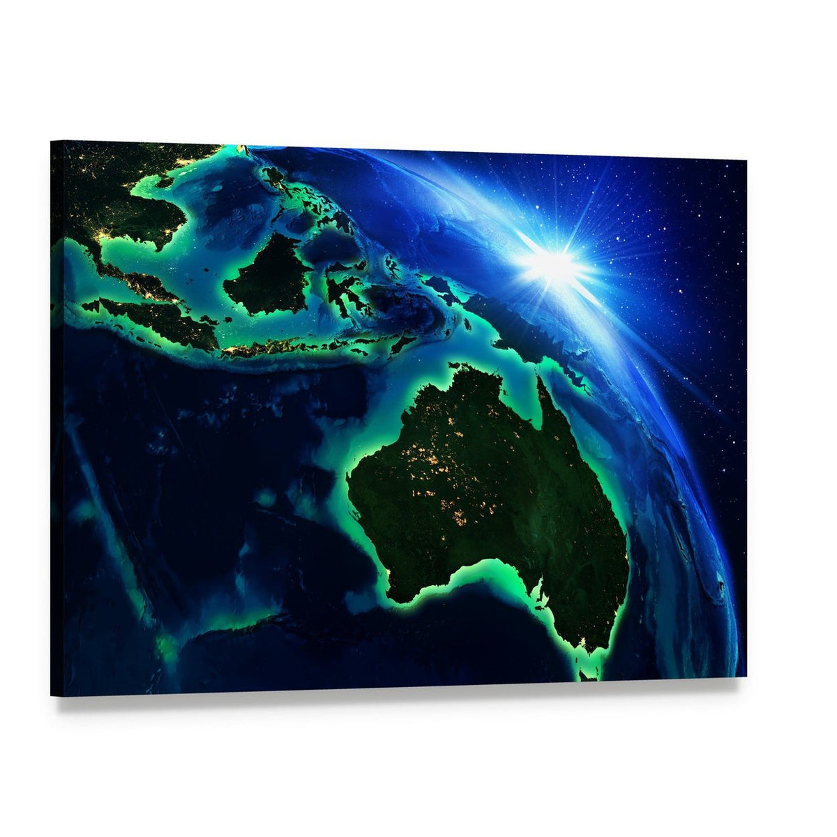 Australia and Indonesia from Space Canvas Wall Art, single panel gallery wrapped canvas, angled product view