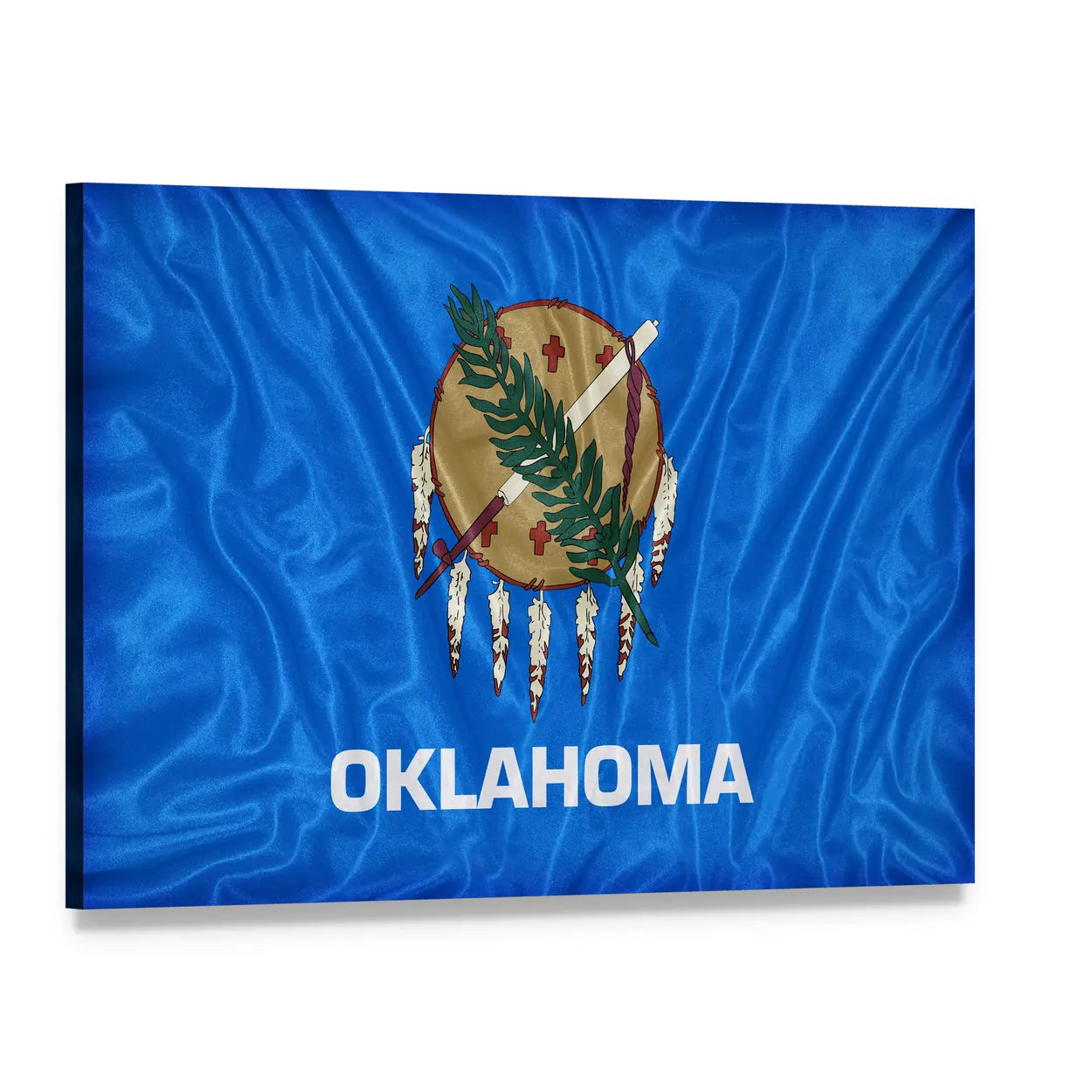 Oklahoma State Flag Canvas Wall Art, single panel gallery wrapped canvas, angled product view