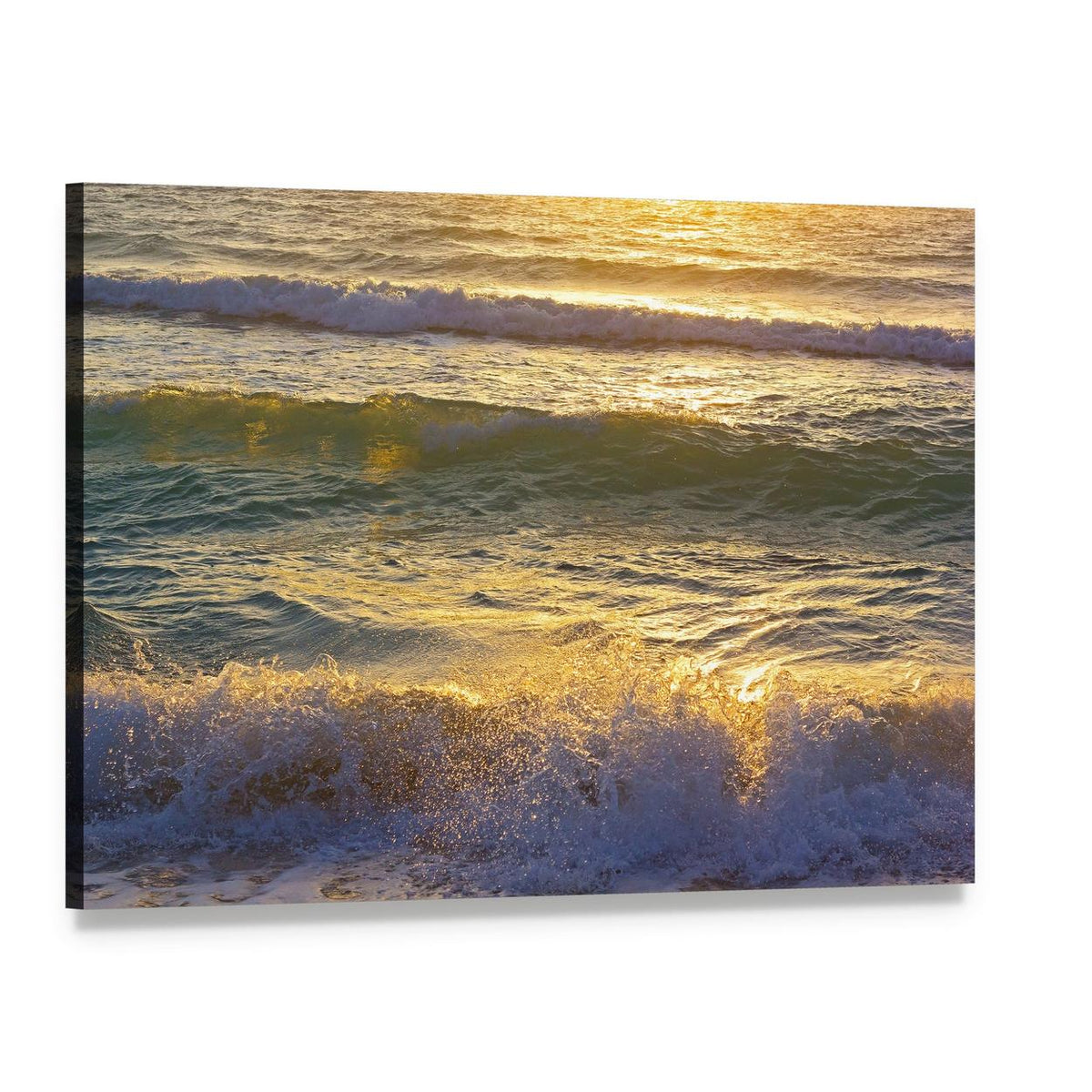 Ocean Waves at Miami Beach Canvas Wall Art, single panel gallery wrapped canvas, angled product view
